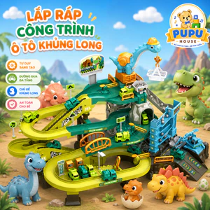 Bộ Lắp Ráp Đường Đua Ô Tô Khủng Long Đường Hầm Khủng Long Đồ Chơi Lắp Ghép Ô Tô Cho Bé- PUPU HOUSE