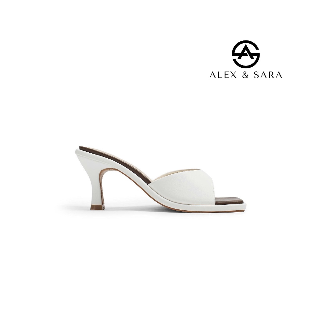 LT170 - Guốc Nữ Alex & Sara Cao Gót 5cm Quai Bản Ngang Phối Màu Hiện Đại