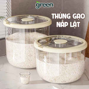 Thùng Đựng Gạo Nắp Lật Dung Tích Lớn, Hộp Đựng Ngũ Cốc Nắp Kín Chống Ẩm, Côn Trùng Nhựa PP Cao Cấp