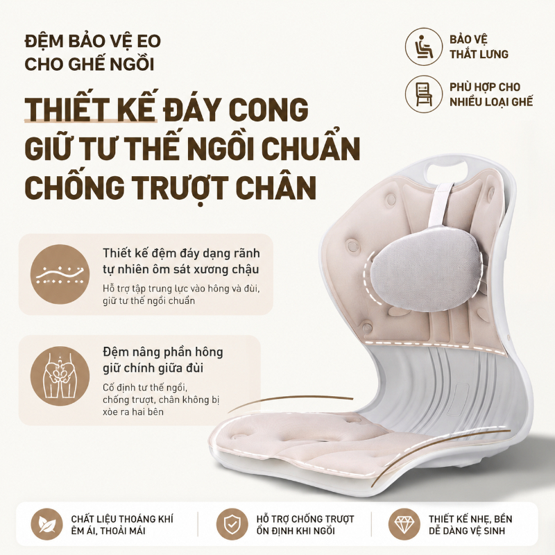 Ghế bệt công thái học tựa lưng, ghế công thái học chỉnh dáng ngồi chống gù giảm đau lưng