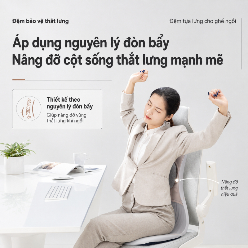 Ghế bệt công thái học tựa lưng, ghế công thái học chỉnh dáng ngồi chống gù giảm đau lưng