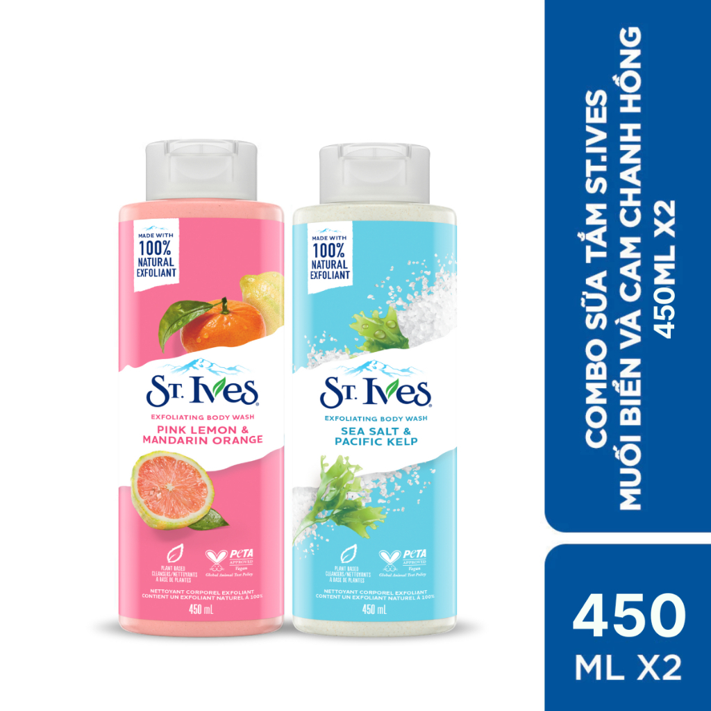 Combo 2 Sữa tắm ST.IVES 450ml (Tùy chọn mùi hương)