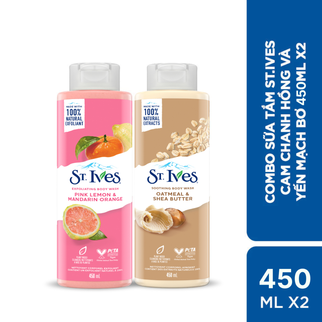 Combo 2 Sữa tắm ST.IVES 450ml (Tùy chọn mùi hương)