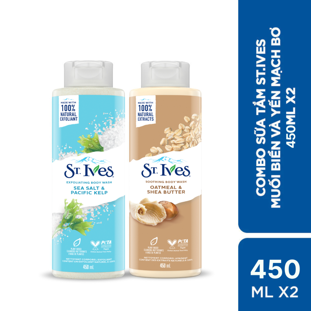 Combo 2 Sữa tắm ST.IVES 450ml (Tùy chọn mùi hương)