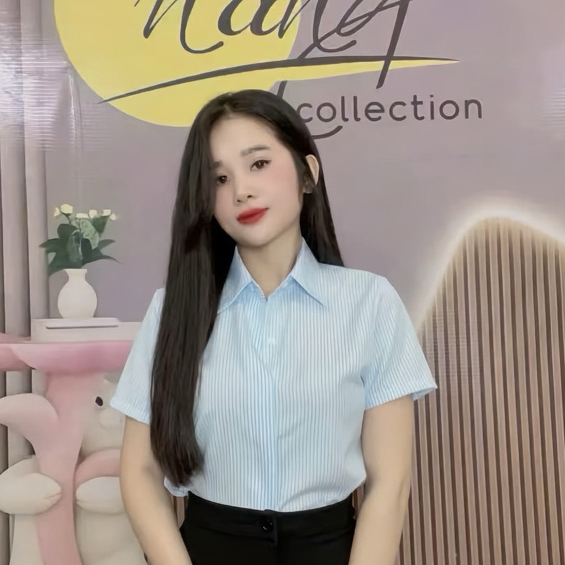 áo sơ mi nữ KẺ CỘC TAY .from áo vừa dễ mặc