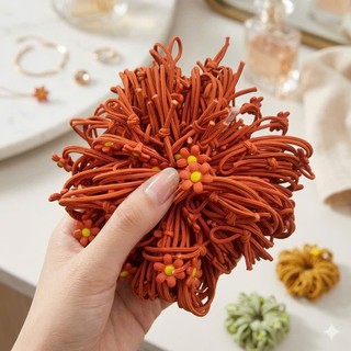 Set 10/20 Dây Buộc Tóc Hoa Cúc Cute Cho Bé Gái 🌼 Co Giãn Màu Tím Hồng Vàng Cam Xanh Siêu Xinh