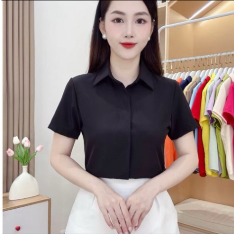 Áo SƠ TRƠN CỘC TAY . from áo vừa, vải cát hàn