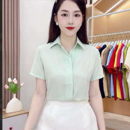 Áo SƠ TRƠN CỘC TAY . from áo vừa, vải cát hàn