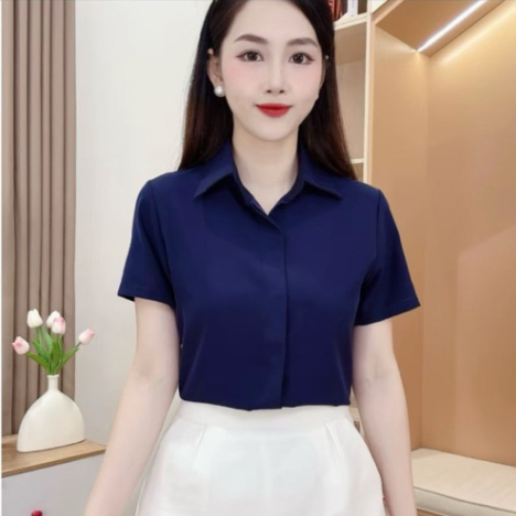 Áo SƠ TRƠN CỘC TAY . from áo vừa, vải cát hàn