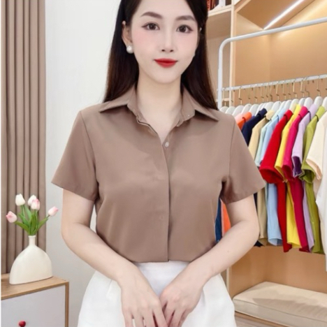Áo SƠ TRƠN CỘC TAY . from áo vừa, vải cát hàn