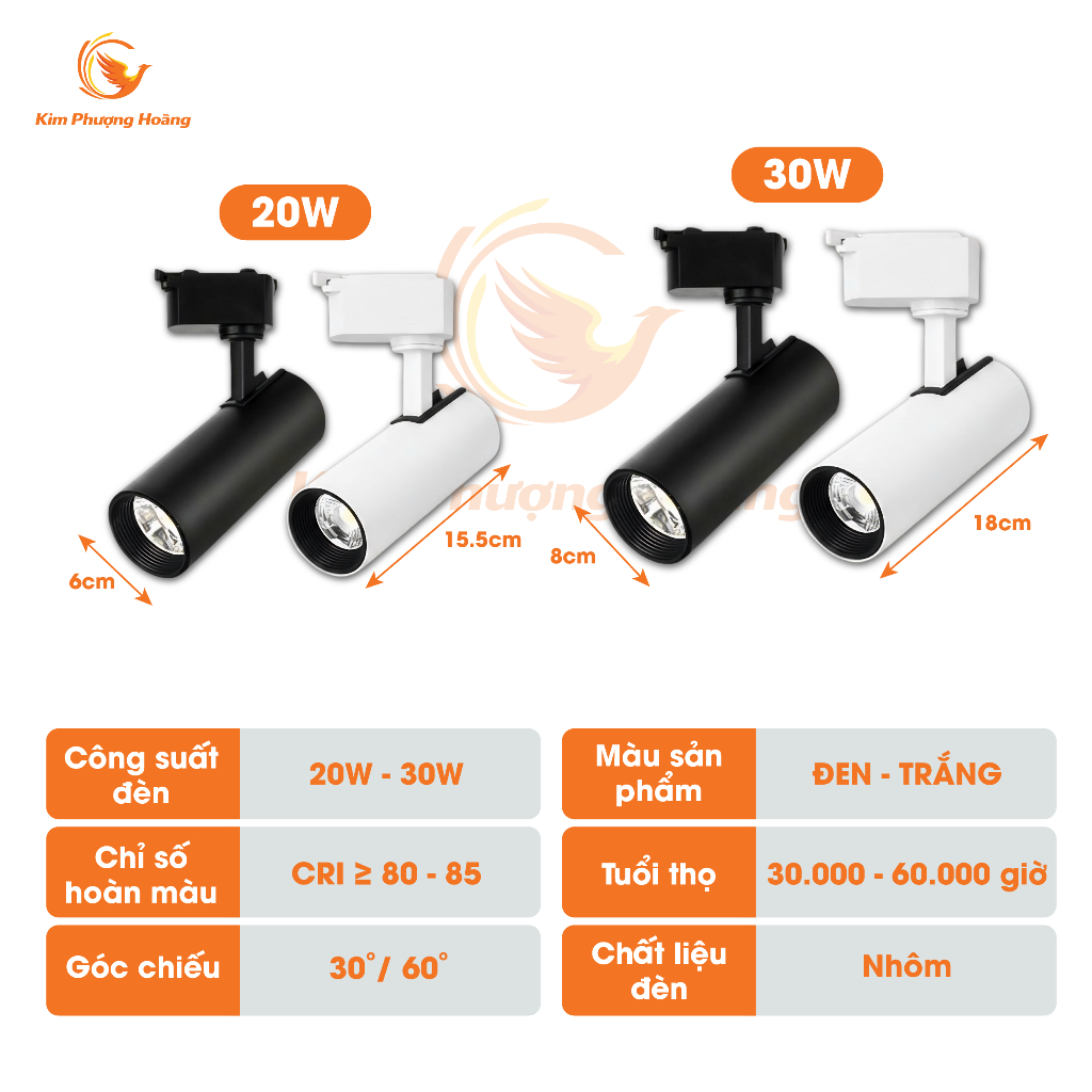 Đèn LED Rọi Ray 20W 30W Xoay 360 Độ - Đèn Lon Chiếu Điểm Trang Trí Shop Thời Trang, Quán Cafe