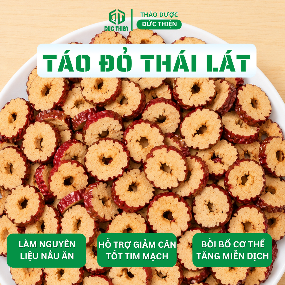 100g, 200g (Hàng Thái Lát Sấy Khô) Táo thái lát - Dùng Làm Trà, Mix Trà Dưỡng Nhan Tốt Cho Sức Khỏe