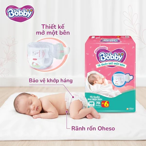 TÃ QUẦN BOBBY MỞ MỘT BÊN - THIẾT KẾ ĐỘT PHÁ CHO TRẺ SƠ SINH <5.5kg.; 70+6 MIẾNG
