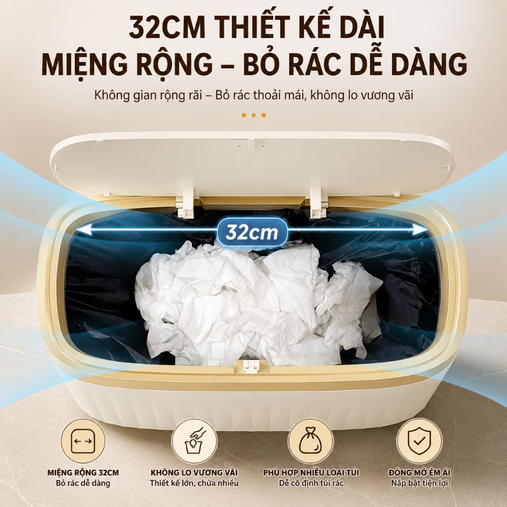 [MUA 1 TẶNG 1] Thùng rác treo tường 13,5L chống nước LAZO, Thùng rác nhà tắm nhà bếp lắp lật