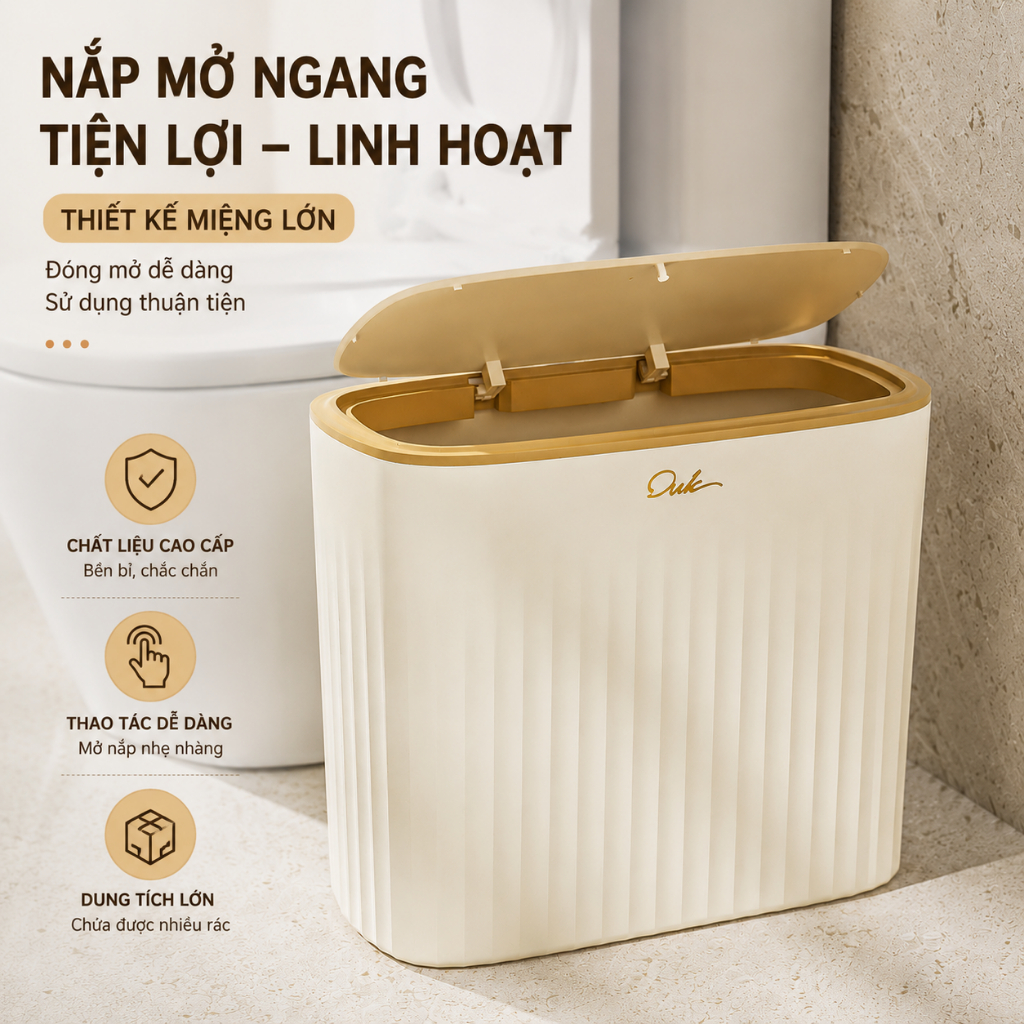 [MUA 1 TẶNG 1] Thùng rác treo tường 13,5L chống nước LAZO, Thùng rác nhà tắm nhà bếp lắp lật