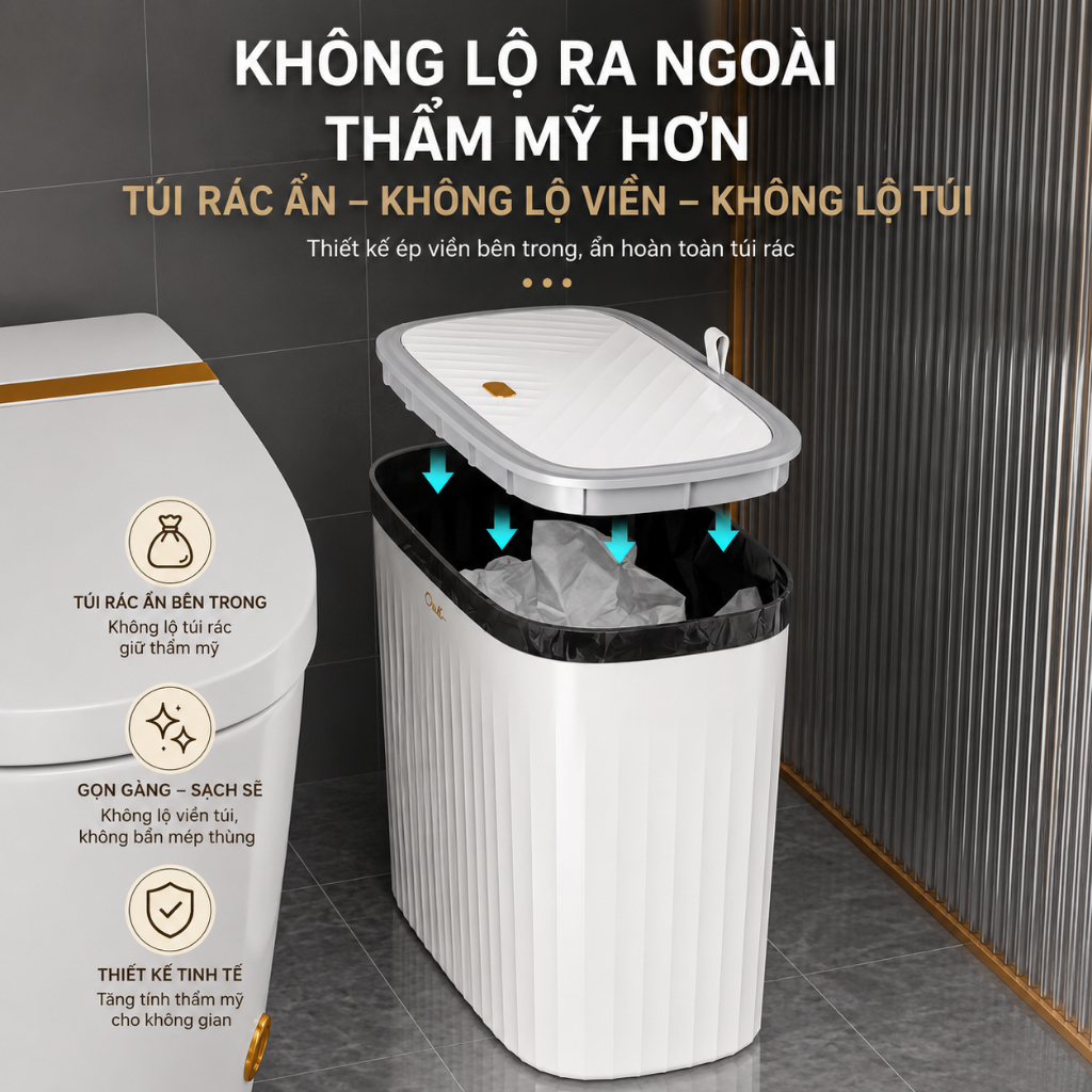 [MUA 1 TẶNG 1] Thùng rác treo tường 13,5L chống nước LAZO, Thùng rác nhà tắm nhà bếp lắp lật