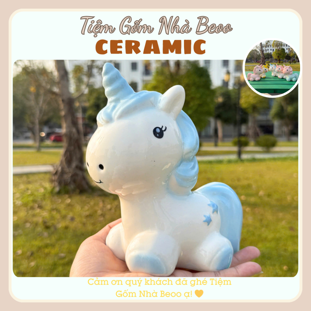 Heo Đất Ngựa Gốm Sứ Pastel Dễ Thương | Heo Tiết Kiệm Tiền Quà Tặng Trang Trí