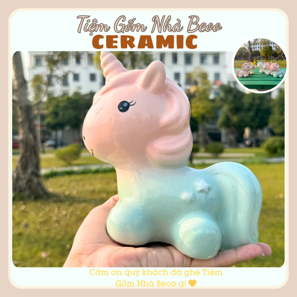 Heo Đất Ngựa Gốm Sứ Pastel Dễ Thương | Heo Tiết Kiệm Tiền Quà Tặng Trang Trí