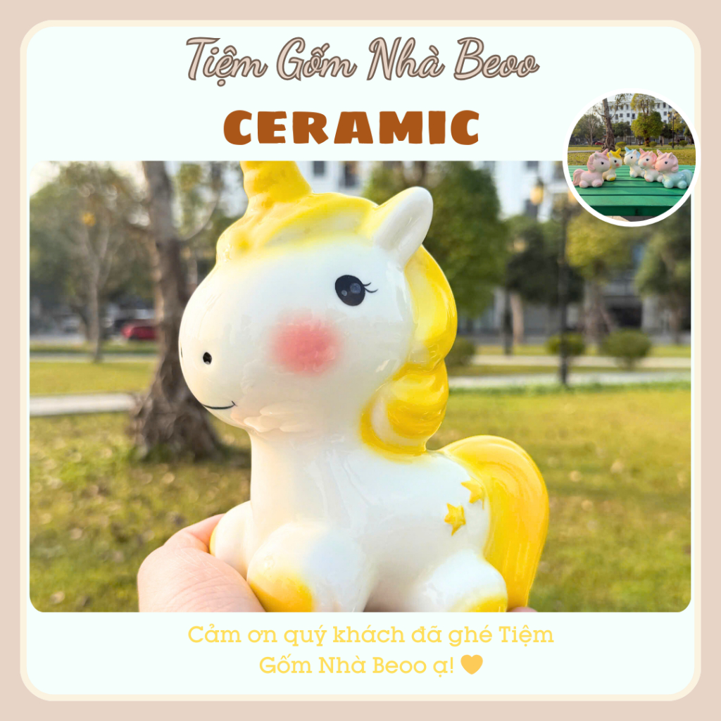 Heo Đất Ngựa Gốm Sứ Pastel Dễ Thương | Heo Tiết Kiệm Tiền Quà Tặng Trang Trí