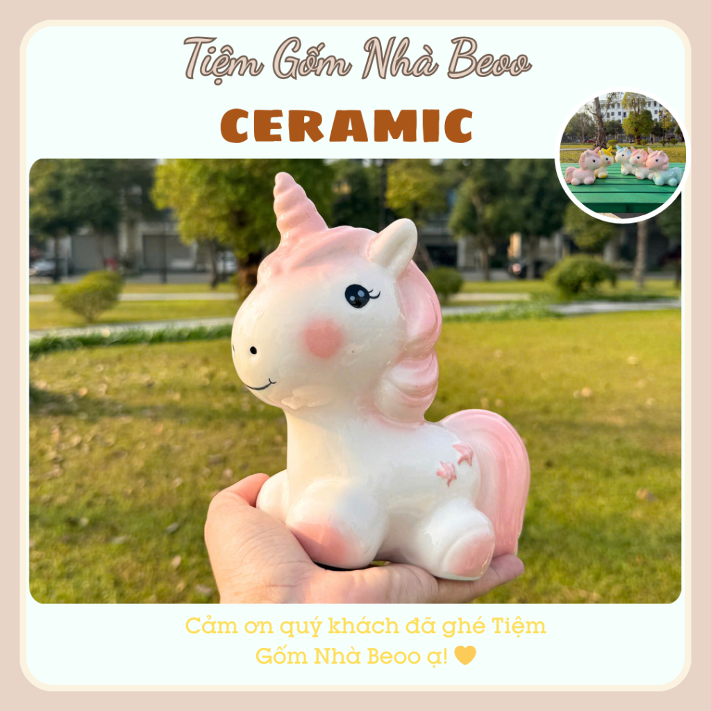 Heo Đất Ngựa Gốm Sứ Pastel Dễ Thương | Heo Tiết Kiệm Tiền Quà Tặng Trang Trí