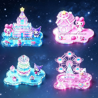 Sticker Nổi 3D Pha Lê Dạ Quang Phát Sáng Hình Thỏ Hồng, Kitty Đáng Yêu - Miếng Dán Decor Trang Trí Laptop, Sách Vở Cute
