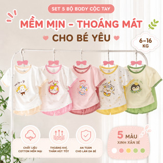 Bộ Cộc Tay Cho Bé Chất Liệu Mềm Mịn, Thoáng Mát Mùa Hè Cho Bé Trai, Bé Gái 6-16Kg