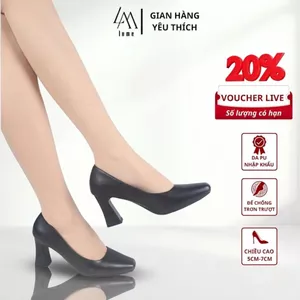 Giày Cao Gót Nữ Mũi Vuông LUME 14 Màu Đen Da PU Cao Cấp, Đế Cao Su Non Chống Trơn Trượt, Đế Cao 5cm - 7cm (GTVĐ)