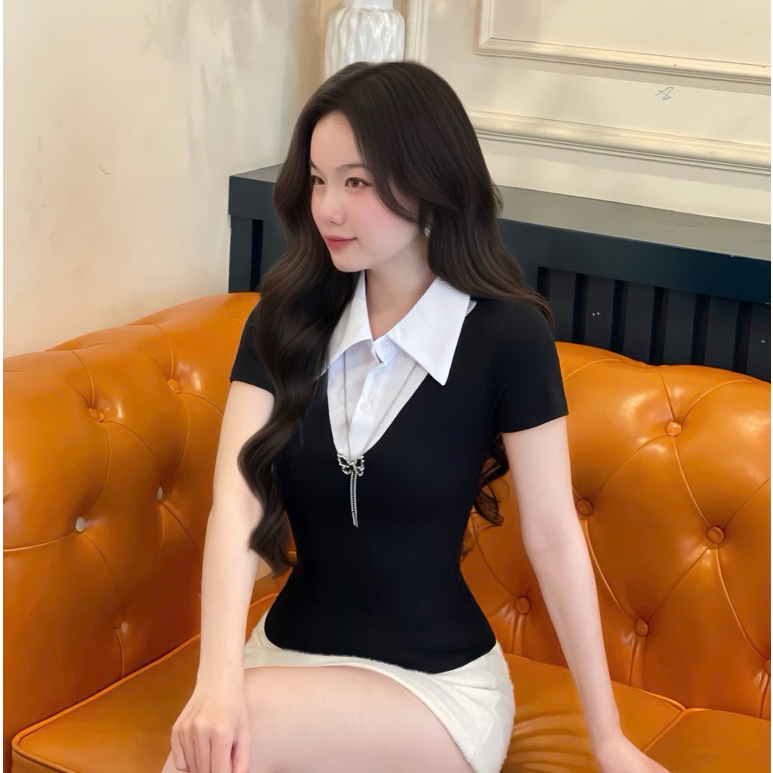 Áo THUN PHỐI CỔ SƠ MI trẻ chung năng động. phù hợp với mọi phong cách