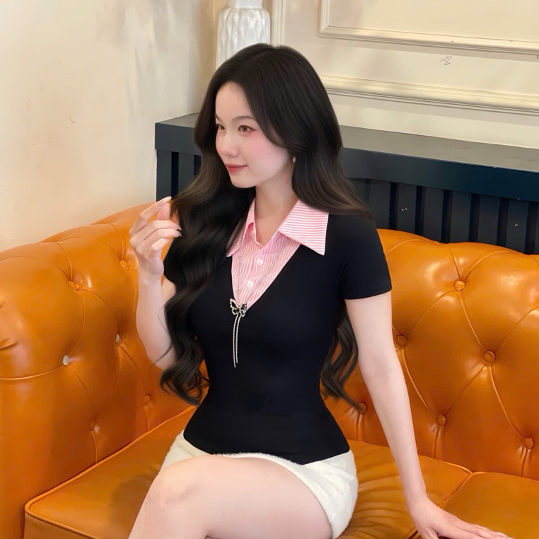Áo THUN PHỐI CỔ SƠ MI trẻ chung năng động. phù hợp với mọi phong cách