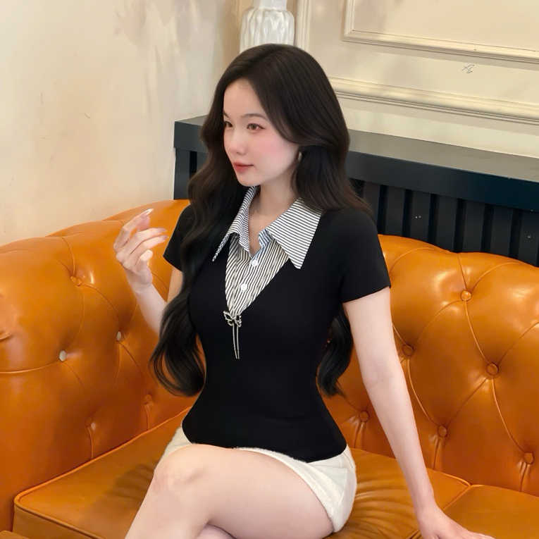 Áo THUN PHỐI CỔ SƠ MI trẻ chung năng động. phù hợp với mọi phong cách