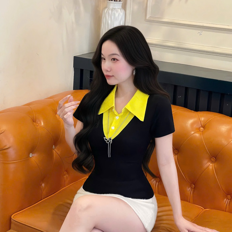 Áo THUN PHỐI CỔ SƠ MI trẻ chung năng động. phù hợp với mọi phong cách