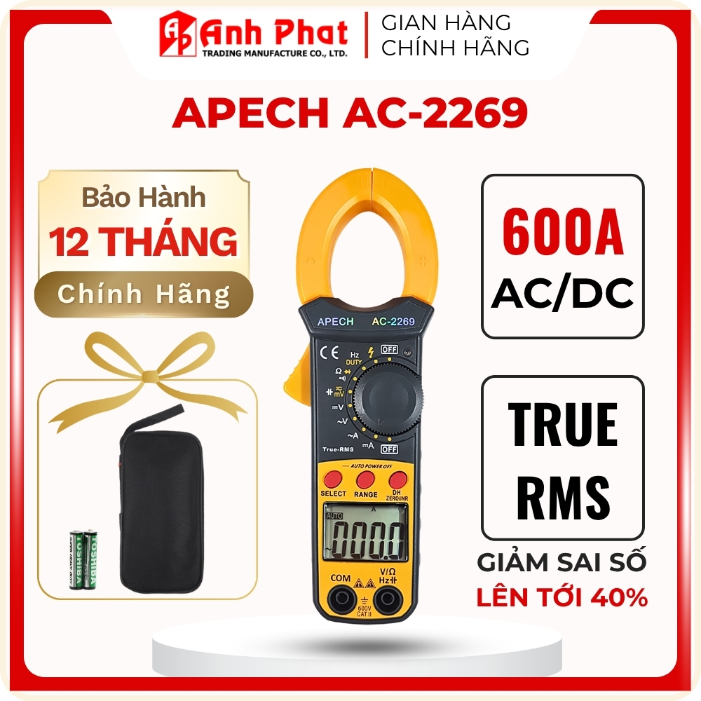 Ampe Kìm Kẹp Dòng DC APECH AC2269 TrueRMS, Đa Năng, Đo Chính Xác - Anh Phát