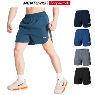 Quần Short Nam MENTORIS, Quần Đùi Chạy Bộ Vải Gió 5 Inch, Form Regular Fit, Vận Động Thoải Mái MSR13