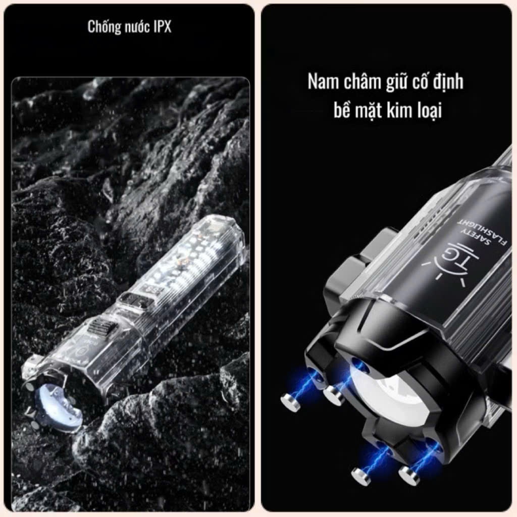 Đèn Pin F35 Led lazer siêu sáng - còi báo động - cắt dây an toàn - phá kính – sạc cho điện thoại bảo hành 12 tháng
