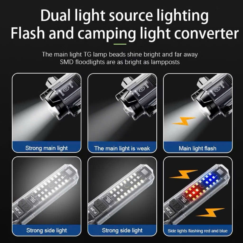 Đèn Pin F35 Led lazer siêu sáng - còi báo động - cắt dây an toàn - phá kính – sạc cho điện thoại bảo hành 12 tháng