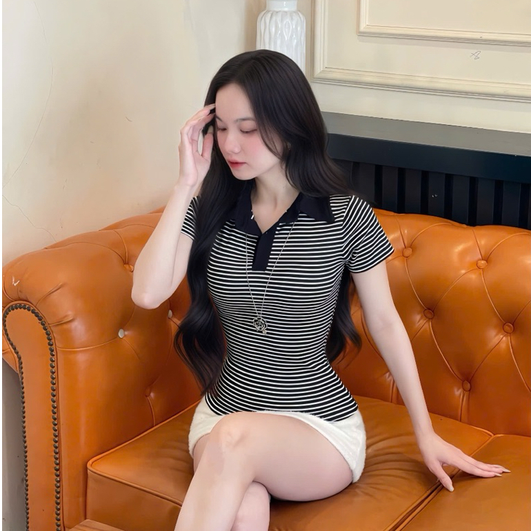 Áo thun POLO NỮ CỘC TAY chất vải cotton mềm mại co giãn 4 chiều ôm body