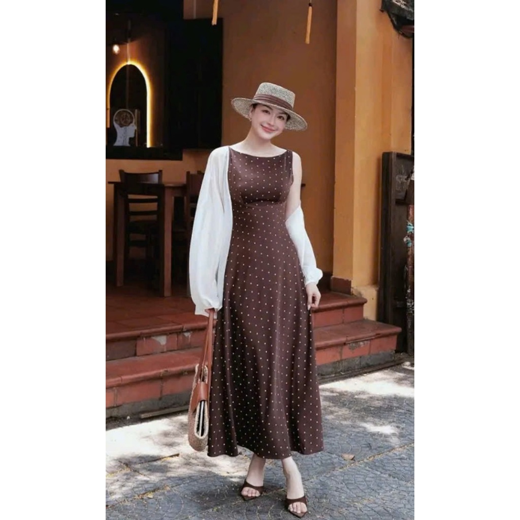 ĐẦM LỤA CHẤM BI SÁT NÁCH EO ÔM NHẸ TIỂU THƯ SANG CHẢNH HOT TREND 2026 BY CHAMIE STORE