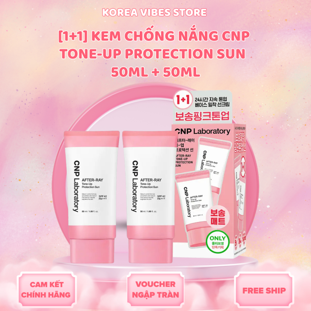 [1+1] Kem Chống Nắng CNP Laboratory Tone-Up Protection Sun SPF42/PA+++ 50mlx2 – Nâng Tone Hồng Tự Nhiên, Kiềm Dầu [MP16]