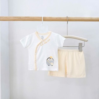 Bộ Cộc Tay Khuy Chéo 5 Màu, Chất Mềm Mại, Thoáng Mát Hợp Mùa Hè Cho Bé Trai, Bé Gái Từ 3-9kg