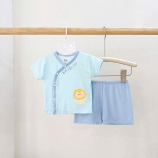 Bộ Cộc Tay Khuy Chéo 5 Màu, Chất Mềm Mại, Thoáng Mát Hợp Mùa Hè Cho Bé Trai, Bé Gái Từ 3-9kg