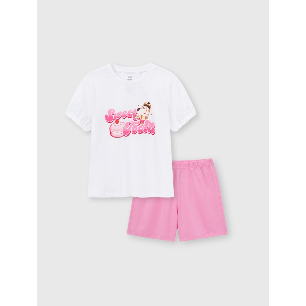 Bộ quần áo bé gái CANIFA mặc nhà chất liệu cotton mềm mát đạt chuẩn OEKO-TEX in hình Wolfoo 1LS26S011