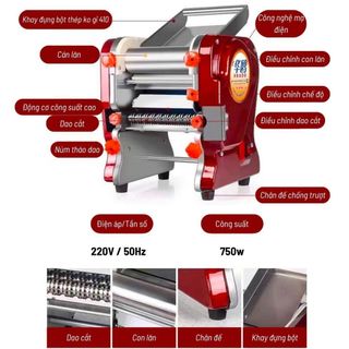 ( Máy cán 24cm kèm dao) Máy cán bột Vilumi, máy cán vỏ bánh bao, mỳ, bún, phở, đế bánh pizza, lõi đồng, vỏ INOX không gỉ
