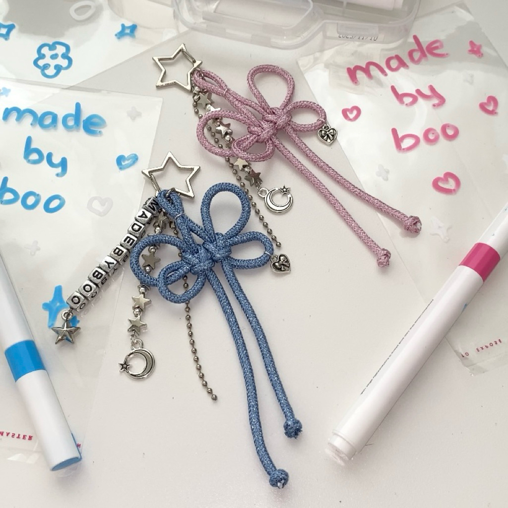 Móc khóa thắt nơ thủ công / Keychain Ribbon Coquette Handmade - 8 màu / custom tên riêng ( ghi chú )