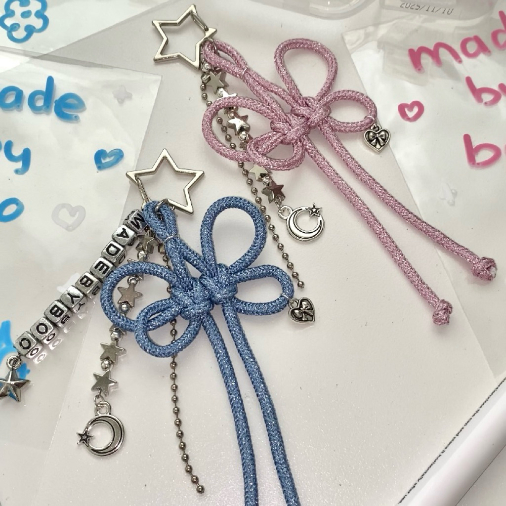 Móc khóa thắt nơ thủ công / Keychain Ribbon Coquette Handmade - 8 màu / custom tên riêng ( ghi chú )