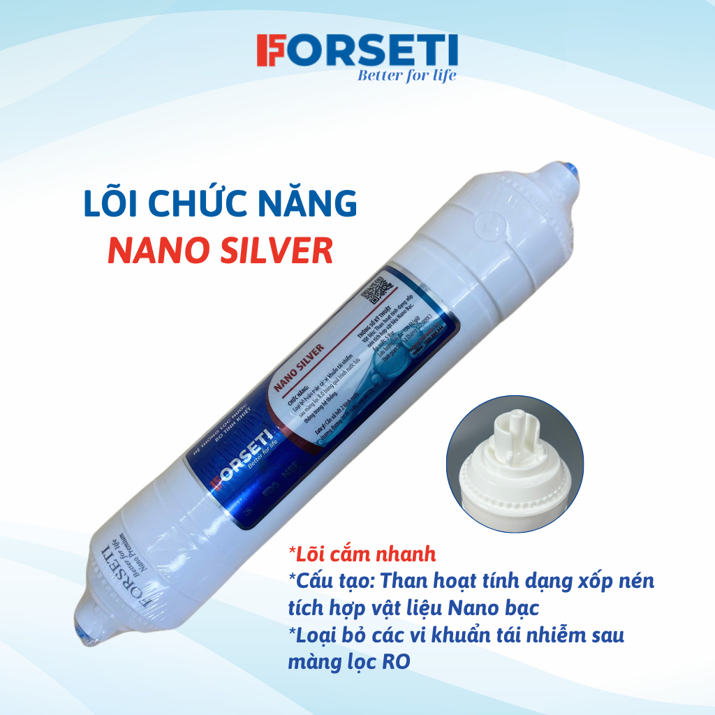 Lõi Chức Năng Nano Silver FORSETI Giúp Diệt Khuẩn Và Chống Tái Nhiễm Khuẩn- Cấu Tạo Từ Than Dạng Xốp Kết Hợp Nano Bạc