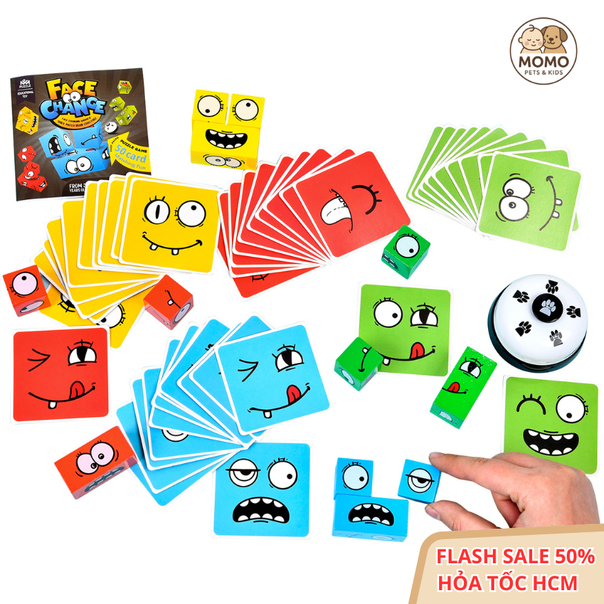 Mẫu mới 2025 - Đồ chơi Rubik cảm xúc thay đổi khuôn mặt hình lập phương bằng gỗ thông minh nhanh tay nhanh mắt cho bé