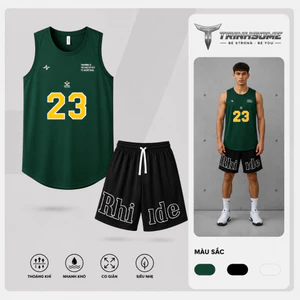 Bộ Quần Áo Nam Set Đồ Tập Thể Thao Sport Áo Ba Lỗ Tanktop In Số 23 Phối Quần Đùi In Chữ. MÃ: BL.QD