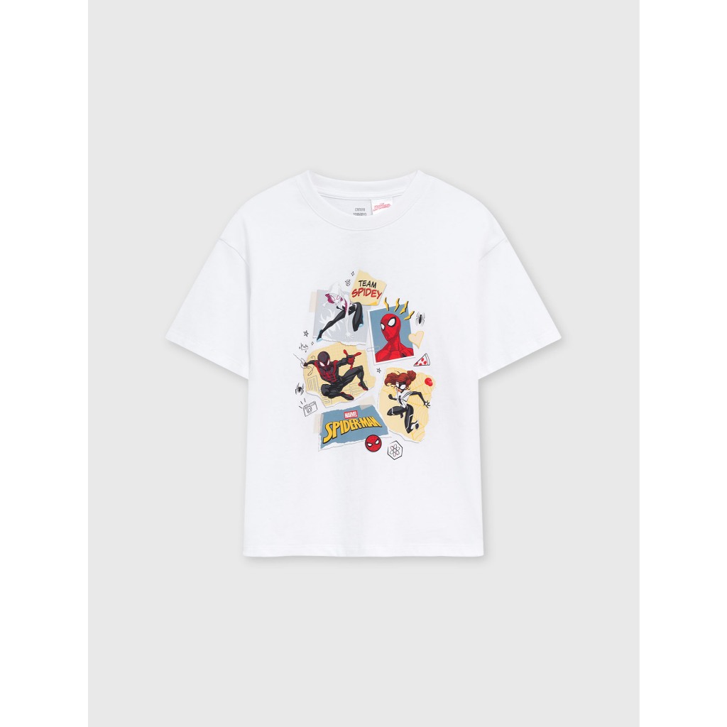 Bộ quần áo bé trai CANIFA bộ cộc tay chất cotton USA in hình Spiderman 2ST26S001