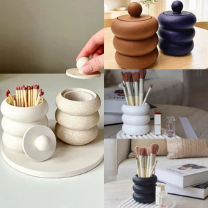 Cốc thạch cao 3 ngấn đa năng, đựng bút, làm nến, cắm hoa, cắm bút,cọ, lược, trang trí, phong cách tối giản, hiện đại