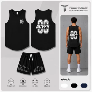Bộ Quần Áo Ba Lỗ Thể Thao Nam Áo Tanktop Hoạ Tiết In Lưng Phối Quần Short 2 Túi Có Khoá Kéo,Cạp Chun, Dây Rút. Mã: BL.QD